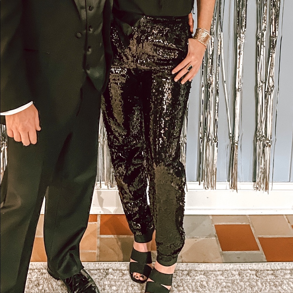 Sequin Pants with Bow